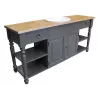 Meuble de salle de bain sur-mesure en pin massif - plateau chêne massif 194cm