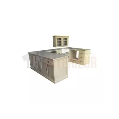 Meuble de salle de bain sur-mesure en pin massif - plateau chêne massif 194cm
